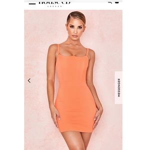 House Of CB NEON PEACH CREPE BODICE MINI DRESS